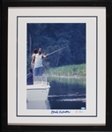 Hank Aaron Signed 16x20 Framed Ken Regan "Fishing" Photo (Steiner) (Graded BAS 10)