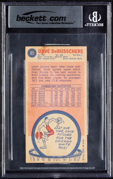 Dave DeBusschere Signed 1969 Topps RC No. 85 (BAS)