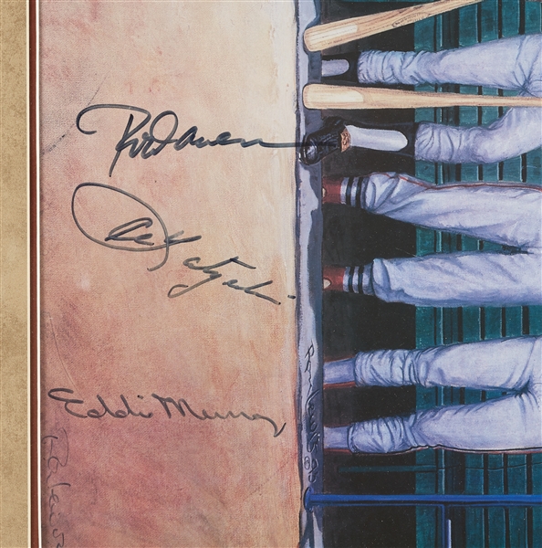 3,000 Hit Club Multi-Signed Ron Lewis Poster with Hank Aaron & Willie Mays (PSA/DNA)