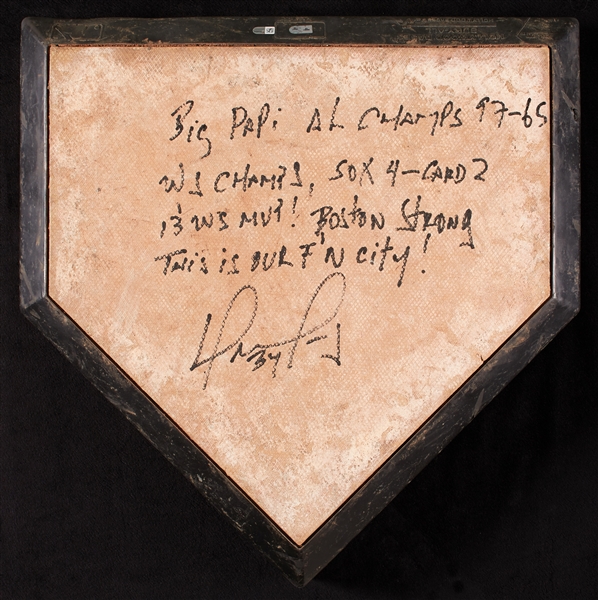 David Ortiz Game-Used & Signed Home Plate with Multiple Inscriptions (MLB) (Fanatics) (BAS)