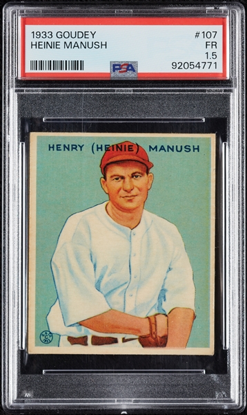 1933 Goudey Heinie Manush No. 107 PSA 1.5