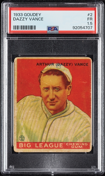 1933 Goudey Dazzy Vance No. 2 PSA 1.5