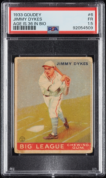 1933 Goudey Jimmy Dykes No. 6 PSA 1.5