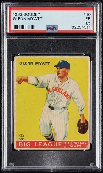 1933 Goudey Glenn Myatt No. 10 PSA 1.5