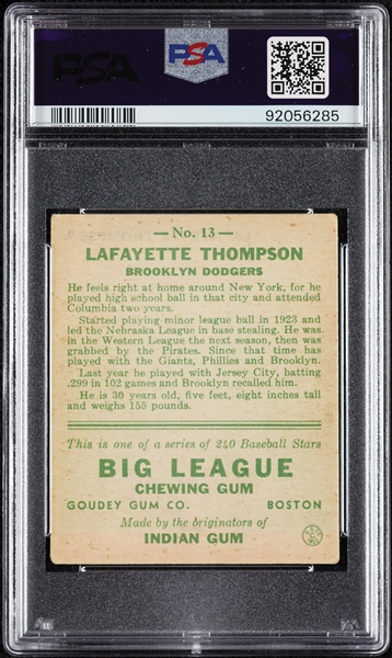 1933 Goudey Lafayette Thompson No. 13 PSA 4