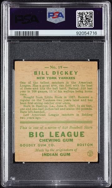 1933 Goudey Bill Dickey No. 19 PSA 4