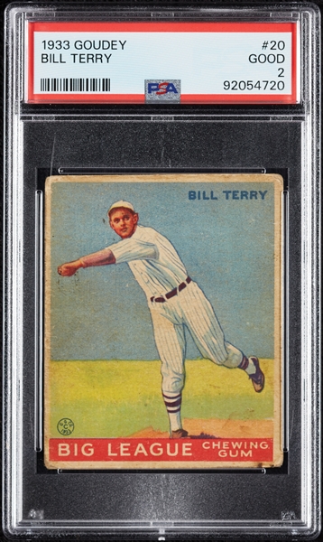 1933 Goudey Bill Terry No. 20 PSA 2