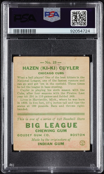 1933 Goudey Kiki Cuyler No. 23 PSA 4