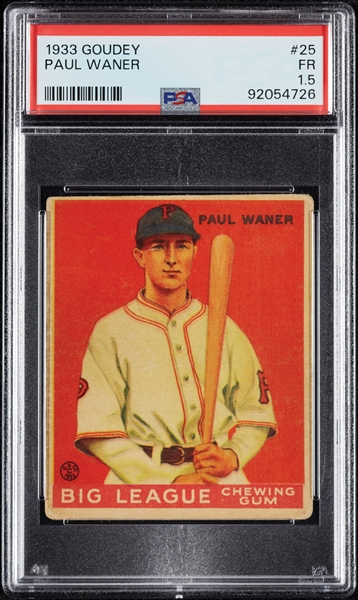 1933 Goudey Paul Waner No. 25 PSA 1.5