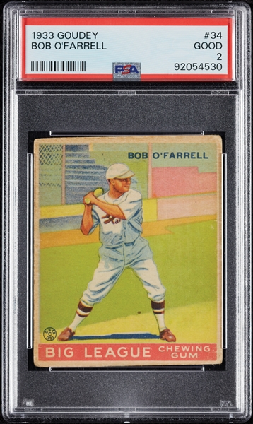 1933 Goudey Bob O'Farrell No. 34 PSA 2