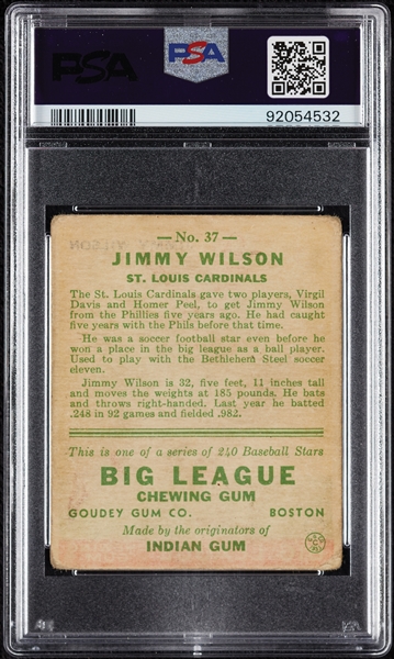 1933 Goudey Jimmy Wilson No. 37 PSA 2