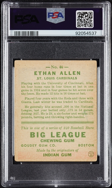 1933 Goudey Ethan Allen No. 46 PSA 3 (MK)