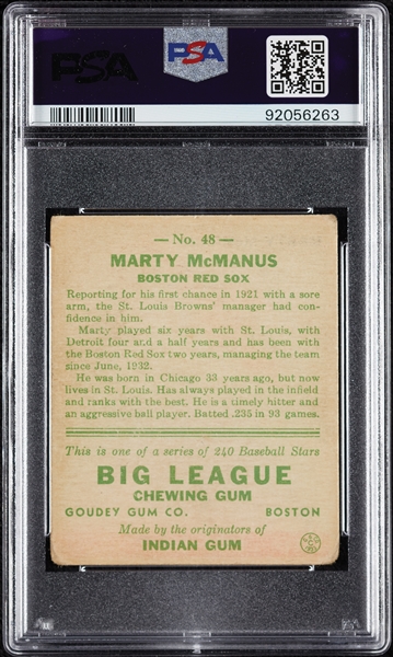 1933 Goudey Marty McManus No. 48 PSA 2