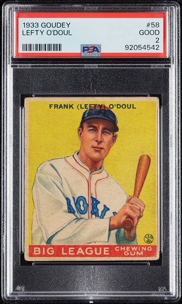 1933 Goudey Lefty O'Doul No. 58 PSA 2