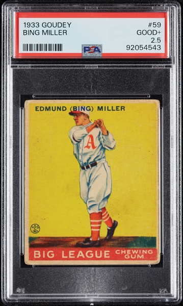 1933 Goudey Bing Miller No. 59 PSA 2.5