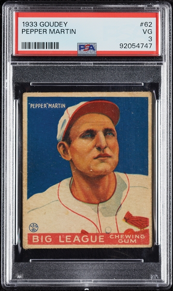 1933 Goudey Pepper Martin No. 62 PSA 3