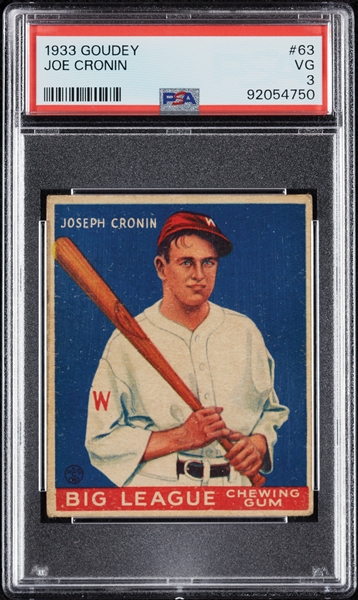 1933 Goudey Joe Cronin No. 63 PSA 3