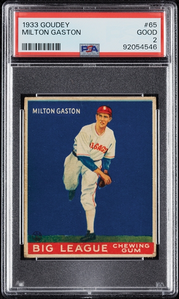 1933 Goudey Milton Gaston No. 65 PSA 2