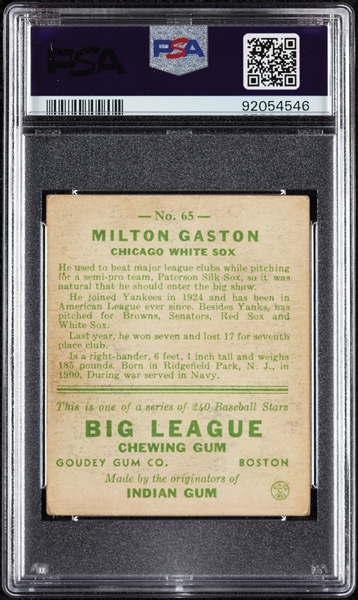 1933 Goudey Milton Gaston No. 65 PSA 2