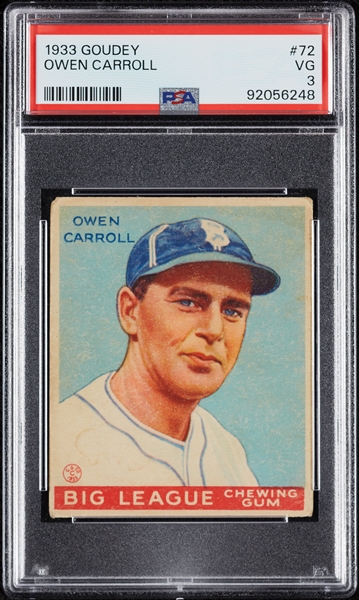 1933 Goudey Owen Carroll No. 72 PSA 3