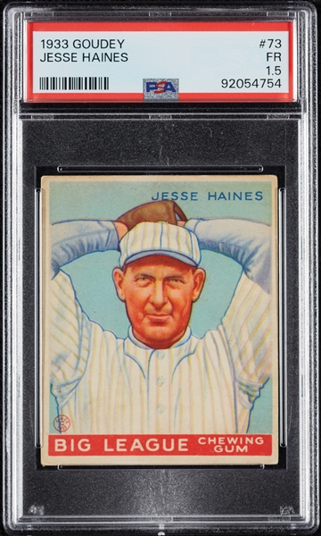 1933 Goudey Jesse Haines No. 73 PSA 1.5