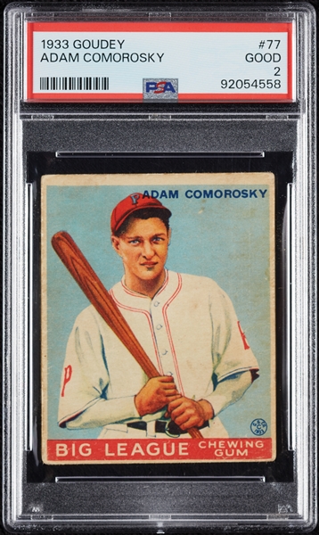 1933 Goudey Adam Comorosky No. 77 PSA 2