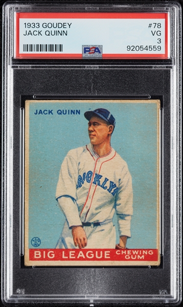 1933 Goudey Jack Quinn No. 78 PSA 3