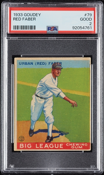 1933 Goudey Red Faber No. 79 PSA 2