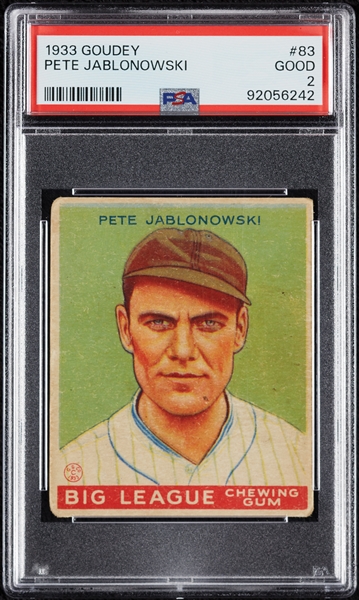 1933 Goudey Pete Jablonowski No. 83 PSA 2