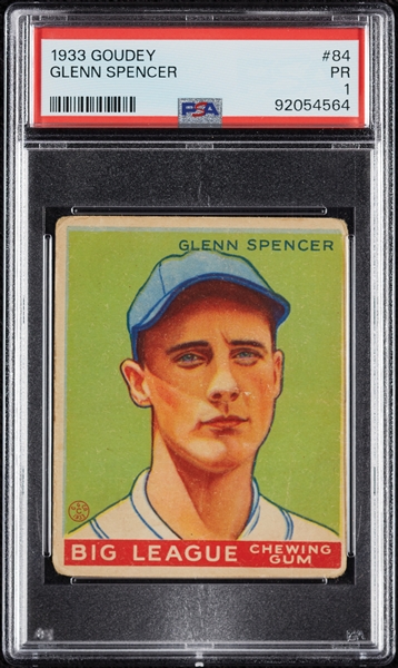 1933 Goudey Glenn Spencer No. 84 PSA 1