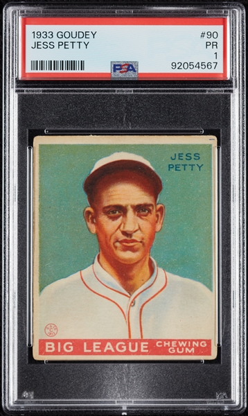 1933 Goudey Jess Petty No. 90 PSA 1