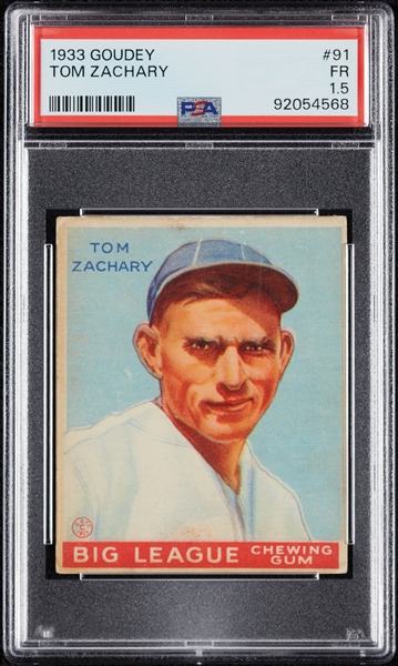 1933 Goudey Tom Zachary No. 91 PSA 1.5