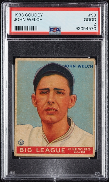 1933 Goudey John Welch No. 93 PSA 2