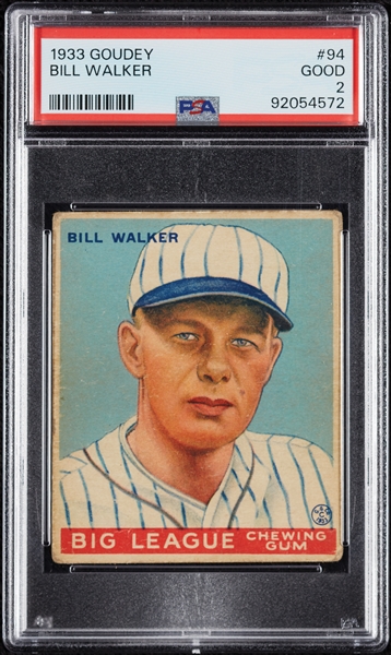 1933 Goudey Bill Walker No. 94 PSA 2