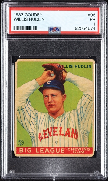 1933 Goudey Willis Hudlin No. 96 PSA 1