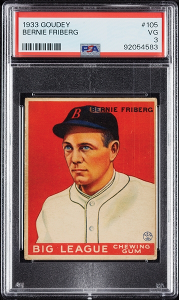 1933 Goudey Bernie Friberg No. 105 PSA 3