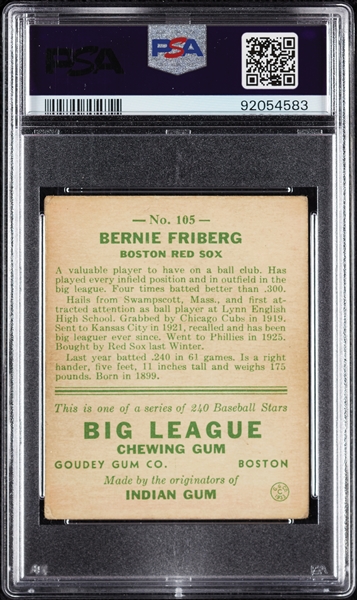 1933 Goudey Bernie Friberg No. 105 PSA 3