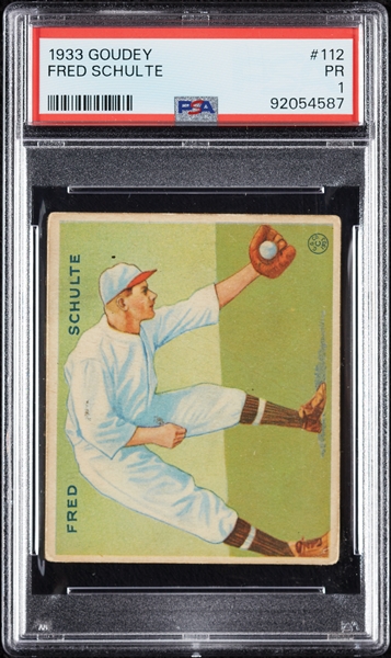 1933 Goudey Fred Schulte No. 112 PSA 1