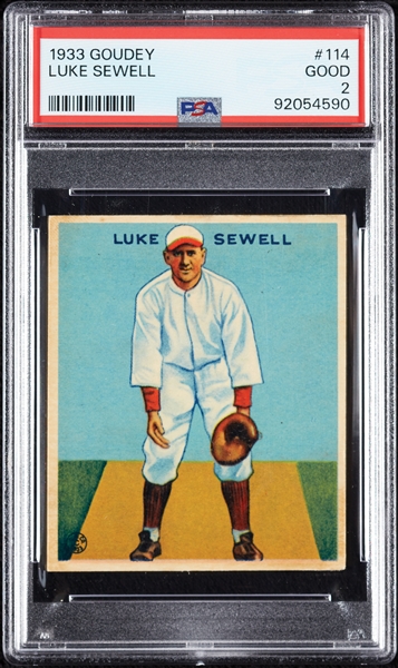 1933 Goudey Luke Sewell No. 114 PSA 2