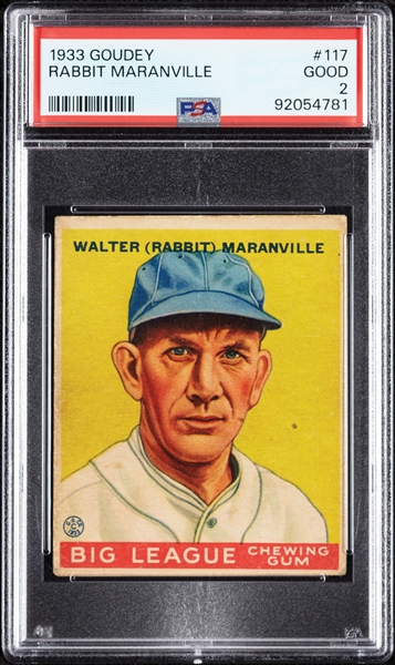 1933 Goudey Rabbit Maranville No. 117 PSA 2