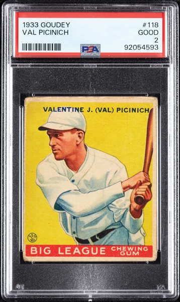 1933 Goudey Val Picinich No. 118 PSA 2