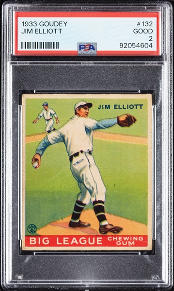 1933 Goudey Jim Elliott No. 132 PSA 2