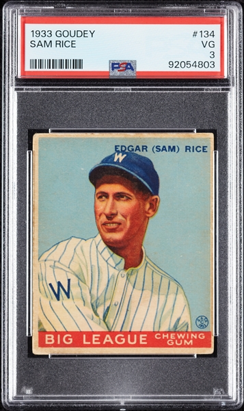 1933 Goudey Sam Rice No. 134 PSA 3