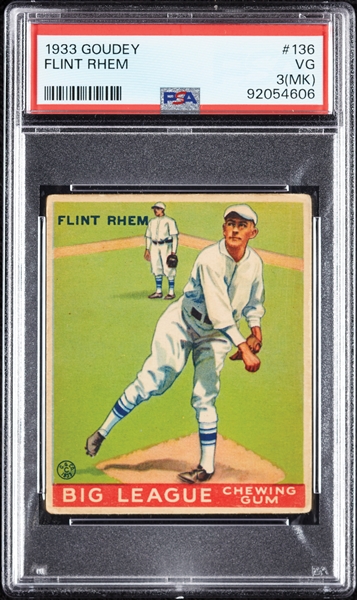 1933 Goudey Flint Rhem No. 136 PSA 3 (MK)