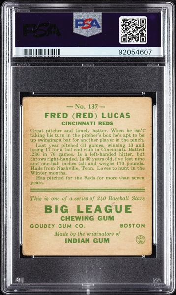 1933 Goudey Red Lucas No. 137 PSA 3