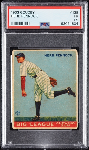 1933 Goudey Herb Pennock No. 138 PSA 1.5