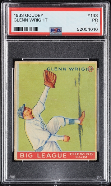 1933 Goudey Glenn Wright No. 143 PSA 1