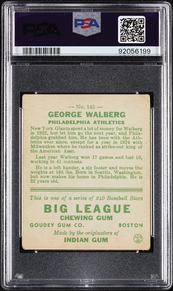 1933 Goudey George Walberg No. 145 PSA 3