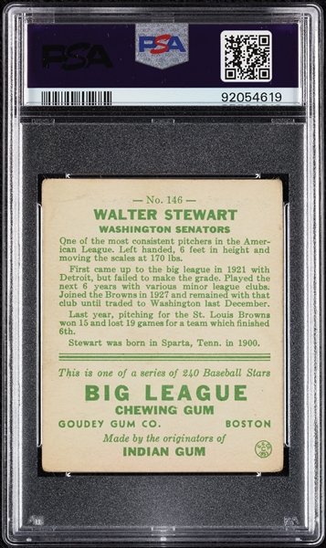 1933 Goudey Walter Stewart No. 146 PSA 2