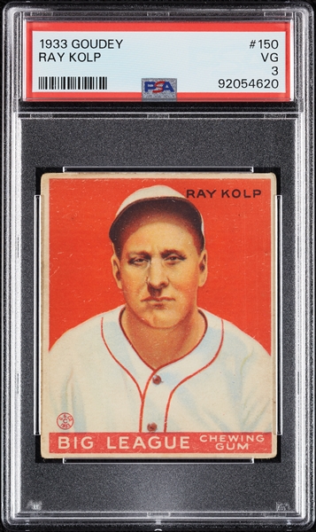 1933 Goudey Ray Kolp No. 150 PSA 3